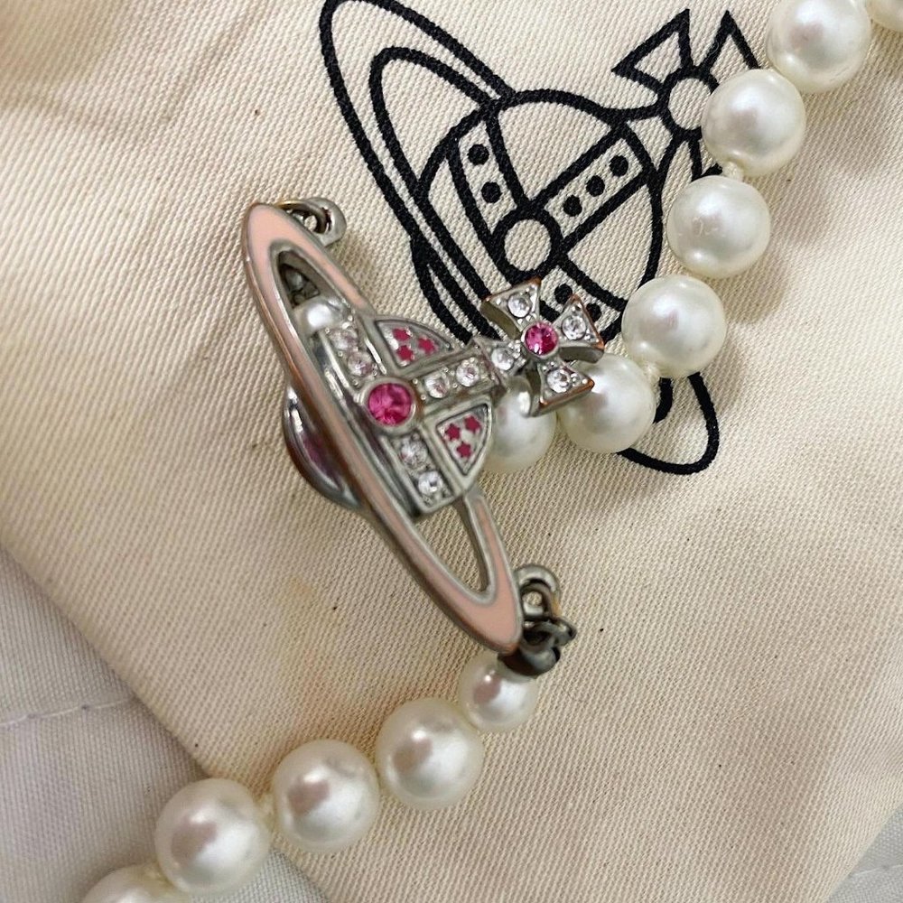 Vivienne Westwood Pink Saturn Necklace